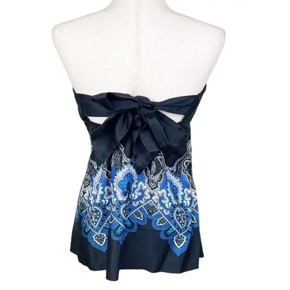 Cache Tie Back Bandana Scarf Tube Top Black Blue Size Medium - Picture 2 of 4